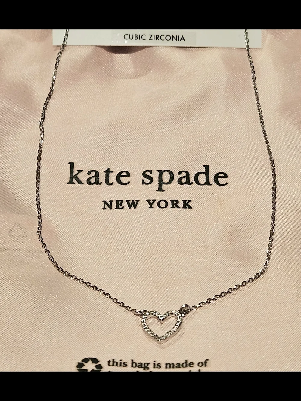 Kate Spade Silver Open Heart Pavé Stud Earrings and Necklace